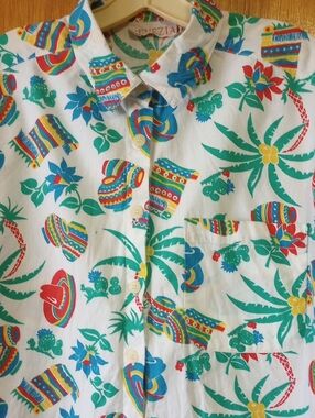 Venezia Colorful Casual Polyester & Cotton Mexican Summer Shirt, Plus Size 22/24